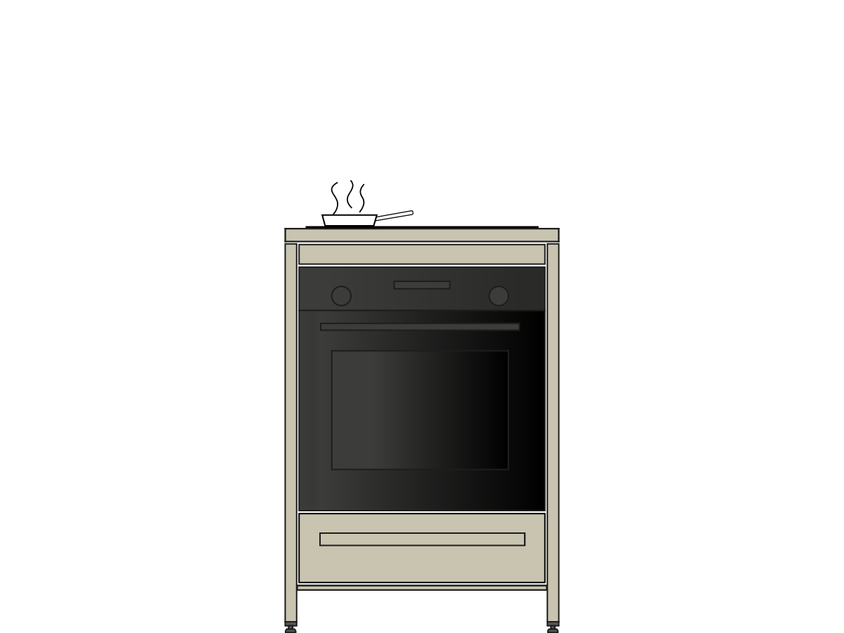 Kast met kookplaat en oven